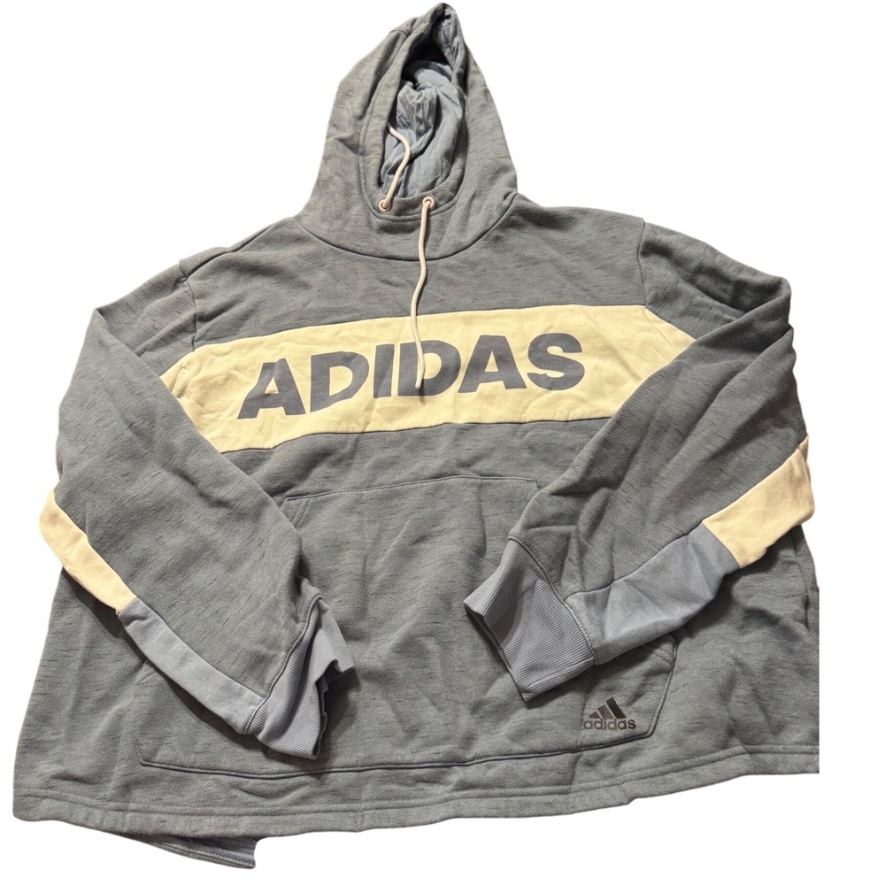 Adidas‎ Women's Blue Grey Hoodie Sweatshirt Pullover Logo Athletic XL